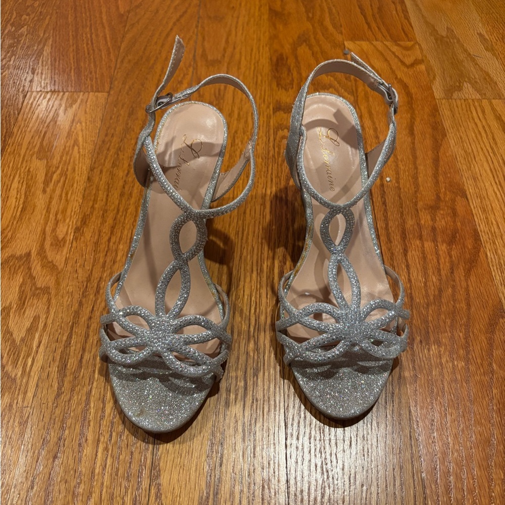 Elegant Silver Strappy Women's Heels